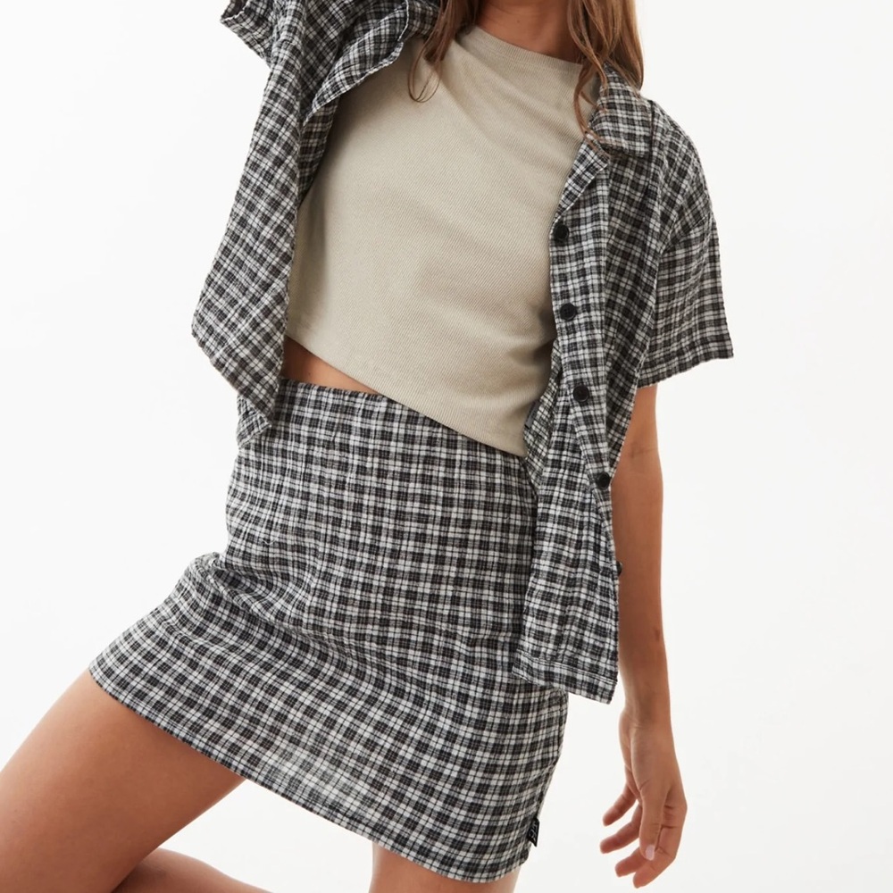 Afends Black and White Plaid Skirt